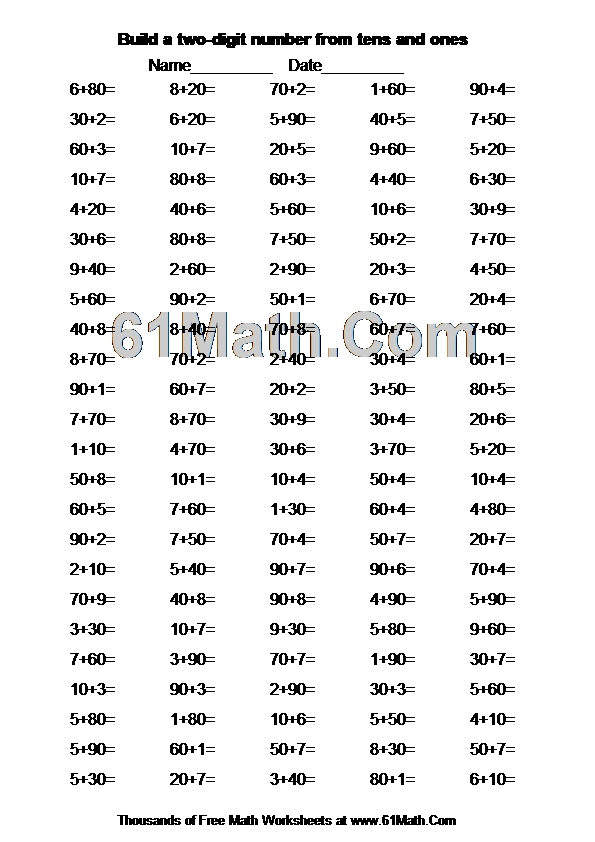 Build a two-digit number from tens and ones