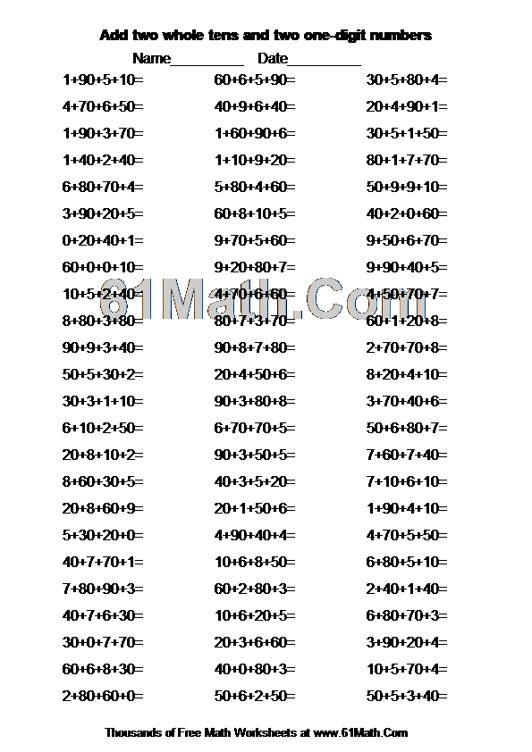 Add two whole tens and two one-digit numbers