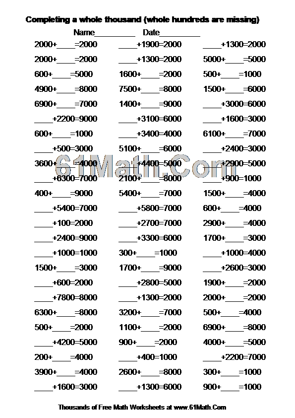 Completing a whole thousand (whole hundreds are missing)