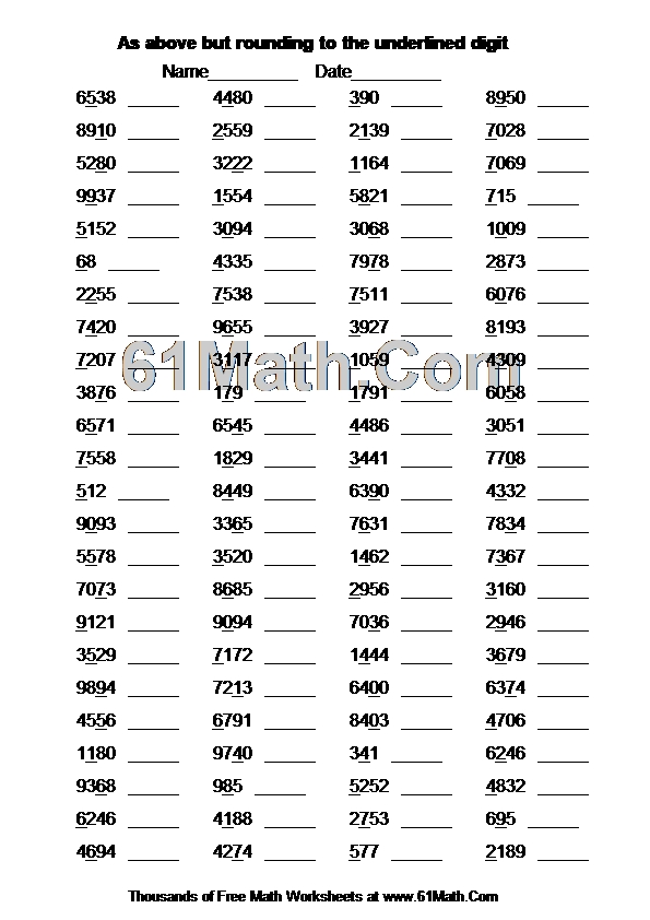 As above but rounding to the underlined digit