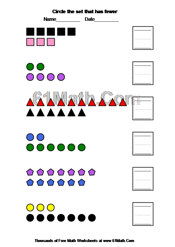 Circle the set that has fewer