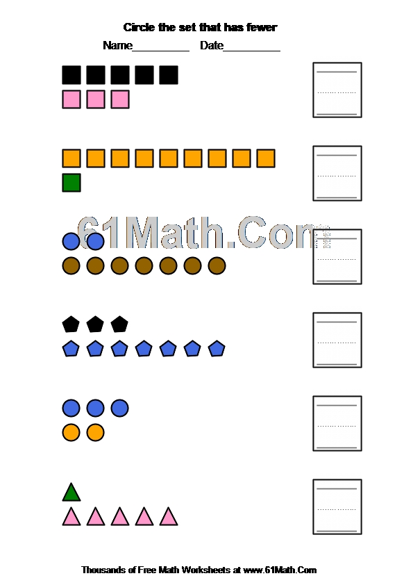 Circle the set that has fewer