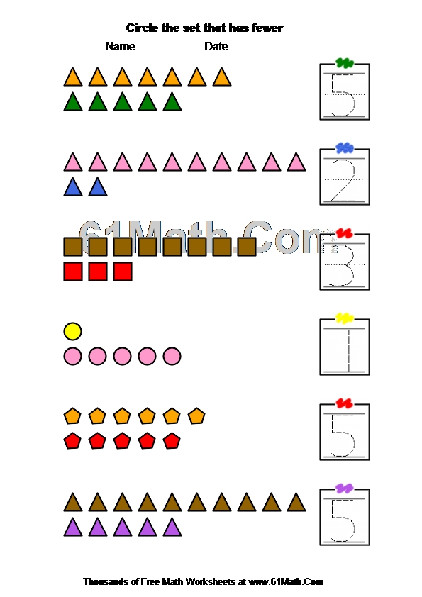 Circle the set that has fewer