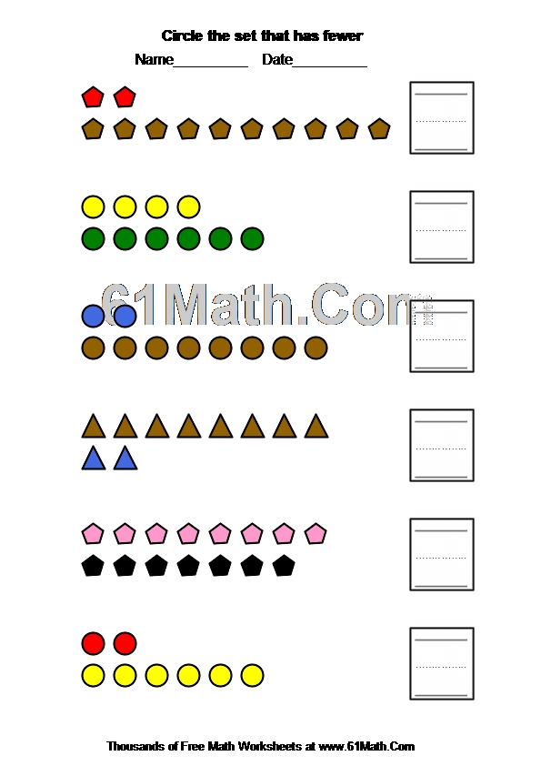 Circle the set that has fewer