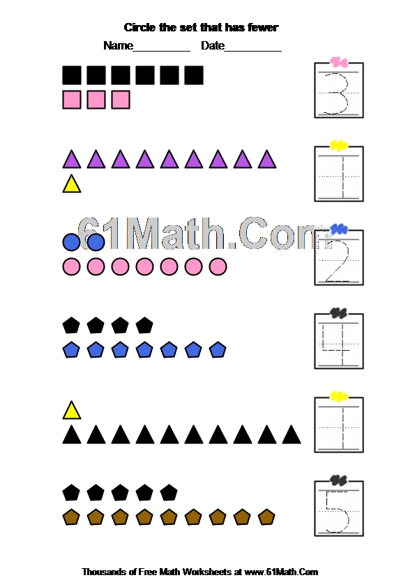 Circle the set that has fewer
