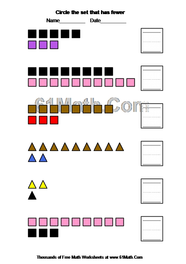 Circle the set that has fewer