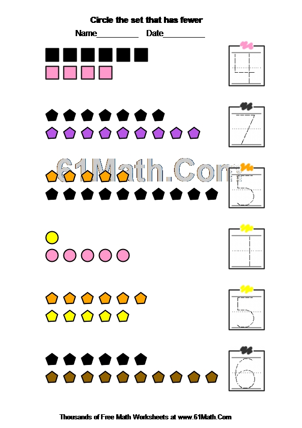 Circle the set that has fewer