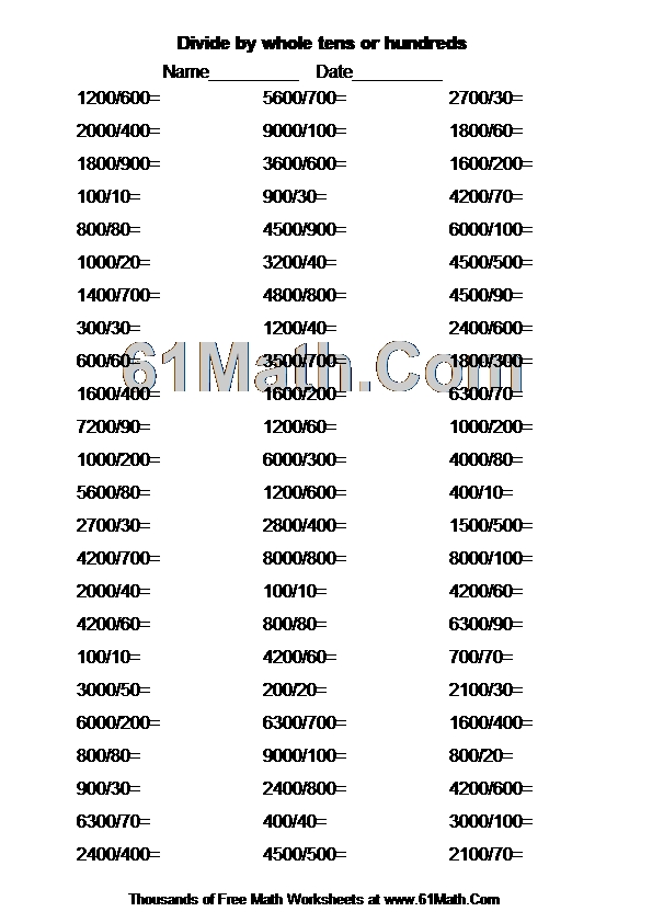 Divide by whole tens or hundreds