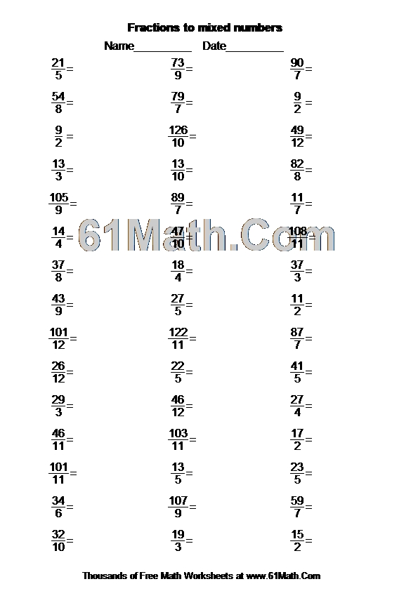 Fractions to mixed numbers