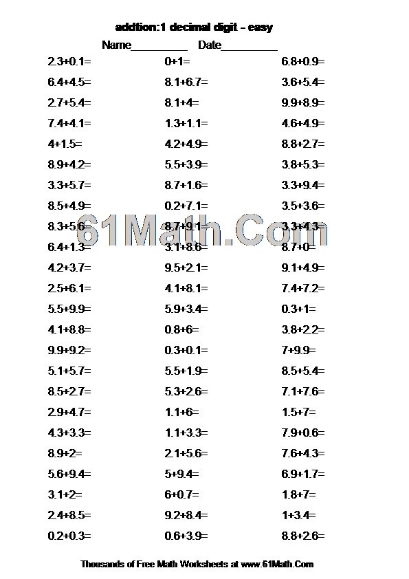 addtion:1 decimal digit - easy