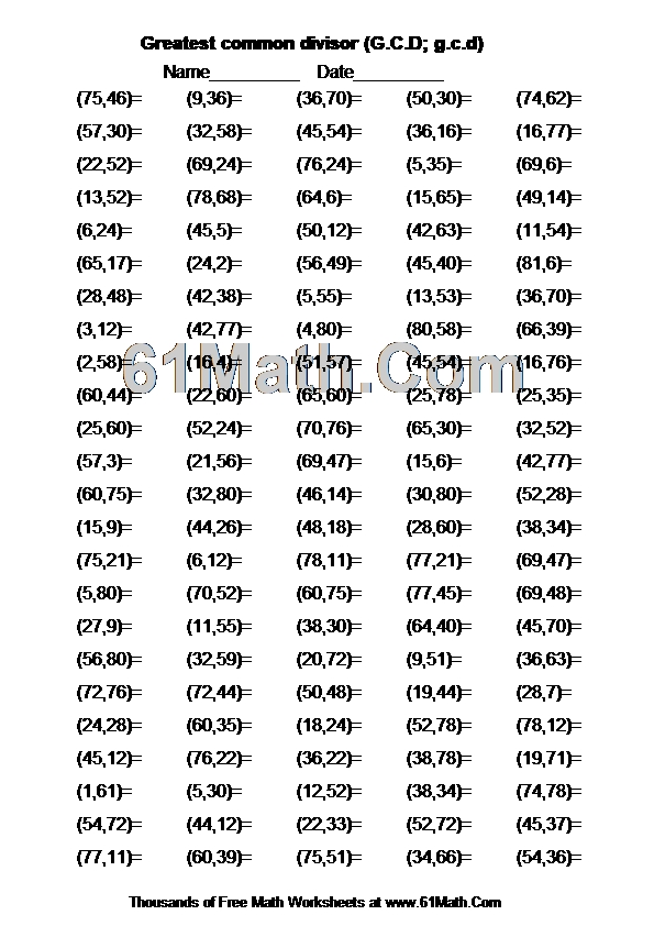 Greatest common divisor (G.C.D; g.c.d)