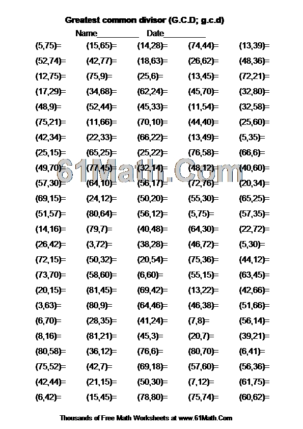 Greatest common divisor (G.C.D; g.c.d)