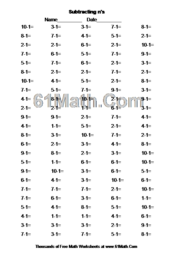 Subtracting n's