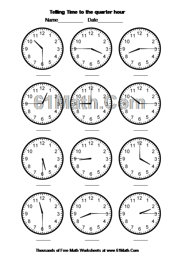 Telling Time to the quarter hour