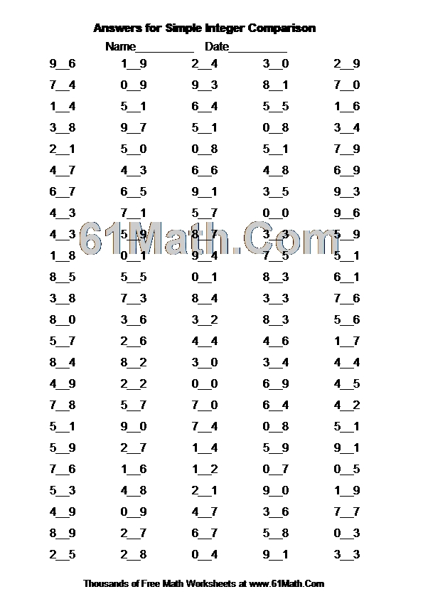 Answers for Simple Integer Comparison