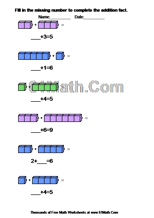 Fill in the missing number to complete the addition fact.