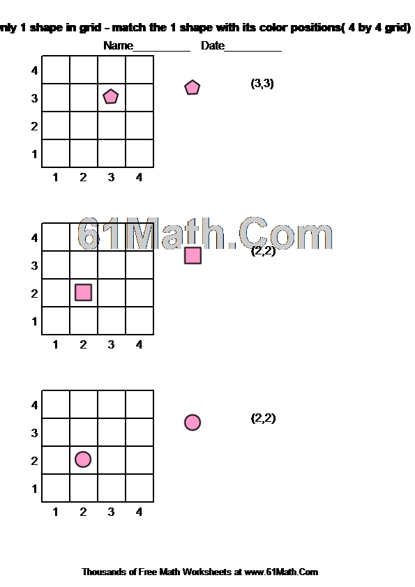 Only 1 shape in grid - match the 1 shape with its color positions( 4 by 4 grid)