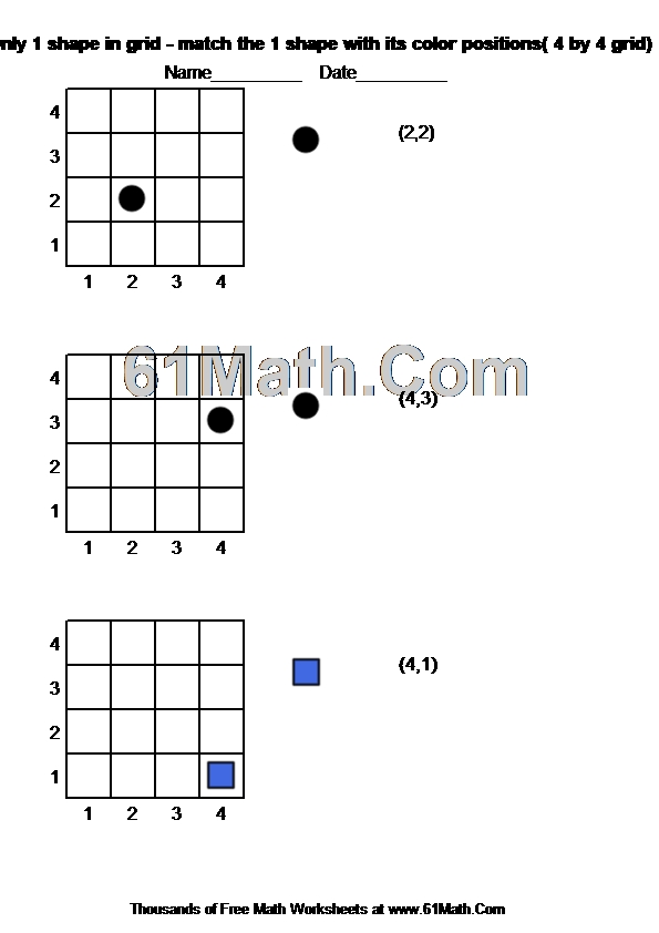 Only 1 shape in grid - match the 1 shape with its color positions( 4 by 4 grid)