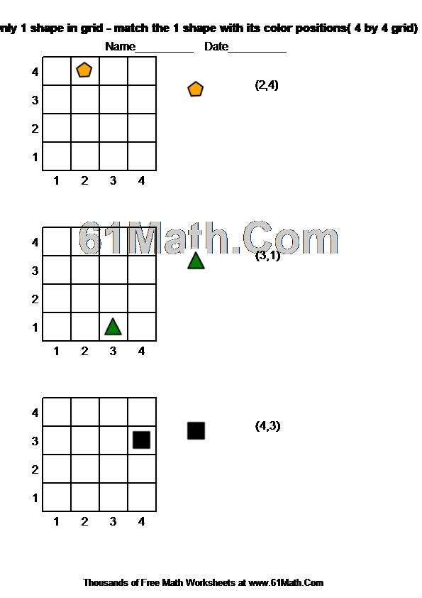 Only 1 shape in grid - match the 1 shape with its color positions( 4 by 4 grid)
