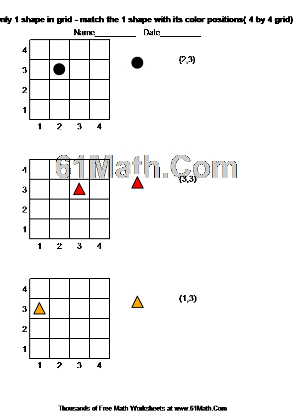 Only 1 shape in grid - match the 1 shape with its color positions( 4 by 4 grid)